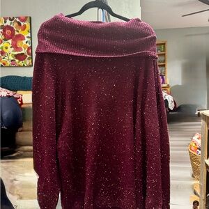 St. John's Bay Women's Burgundy Cowl Neck Sweater